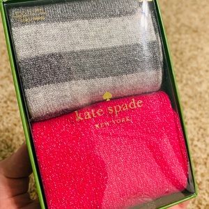 Sparkling Kate Spade Crew Socks - pink and gray